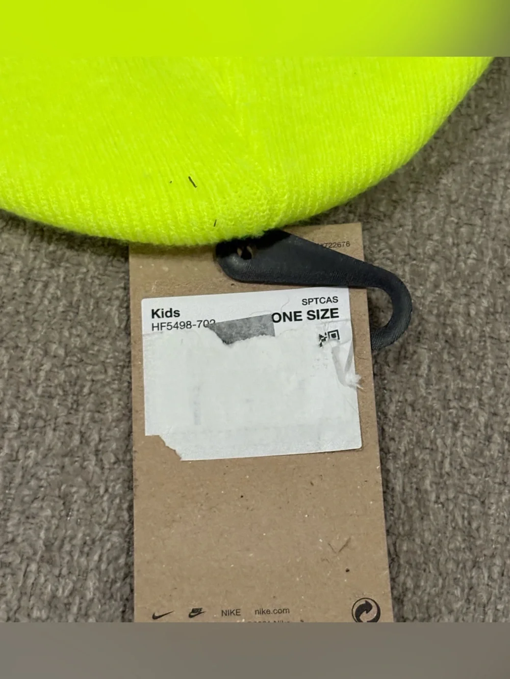 Nike Kids Neon Lime Beanie Hat with Embroidered Logo